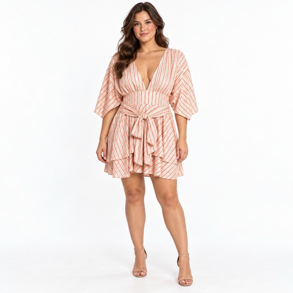 Lovers + Friends Revolve Hazen Mini Dress Blush Linen Blend Size XL